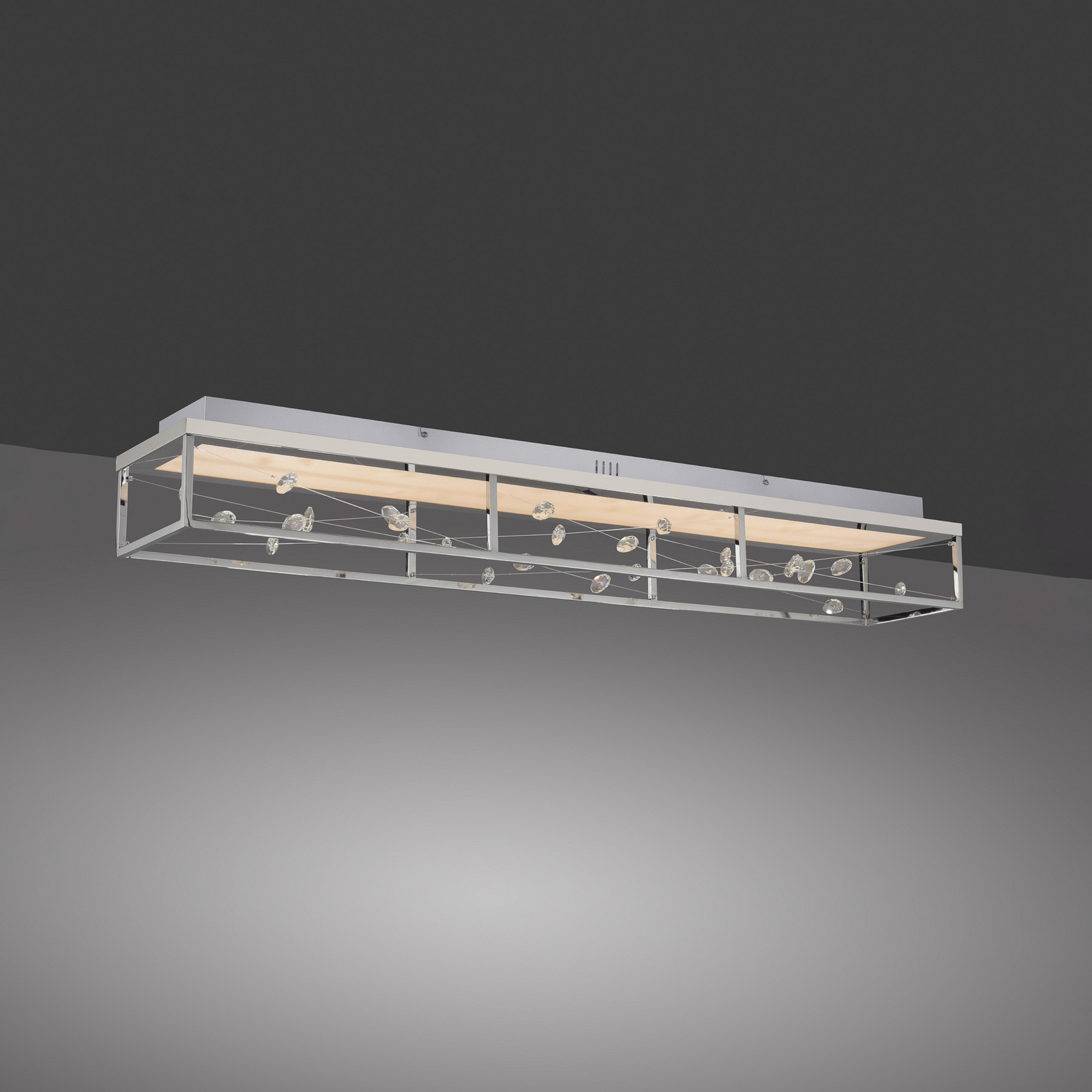 LED lubų šviestuvas „SKINA“, chromas, 112 cm, CCT, reguliuojamas nuotolinio