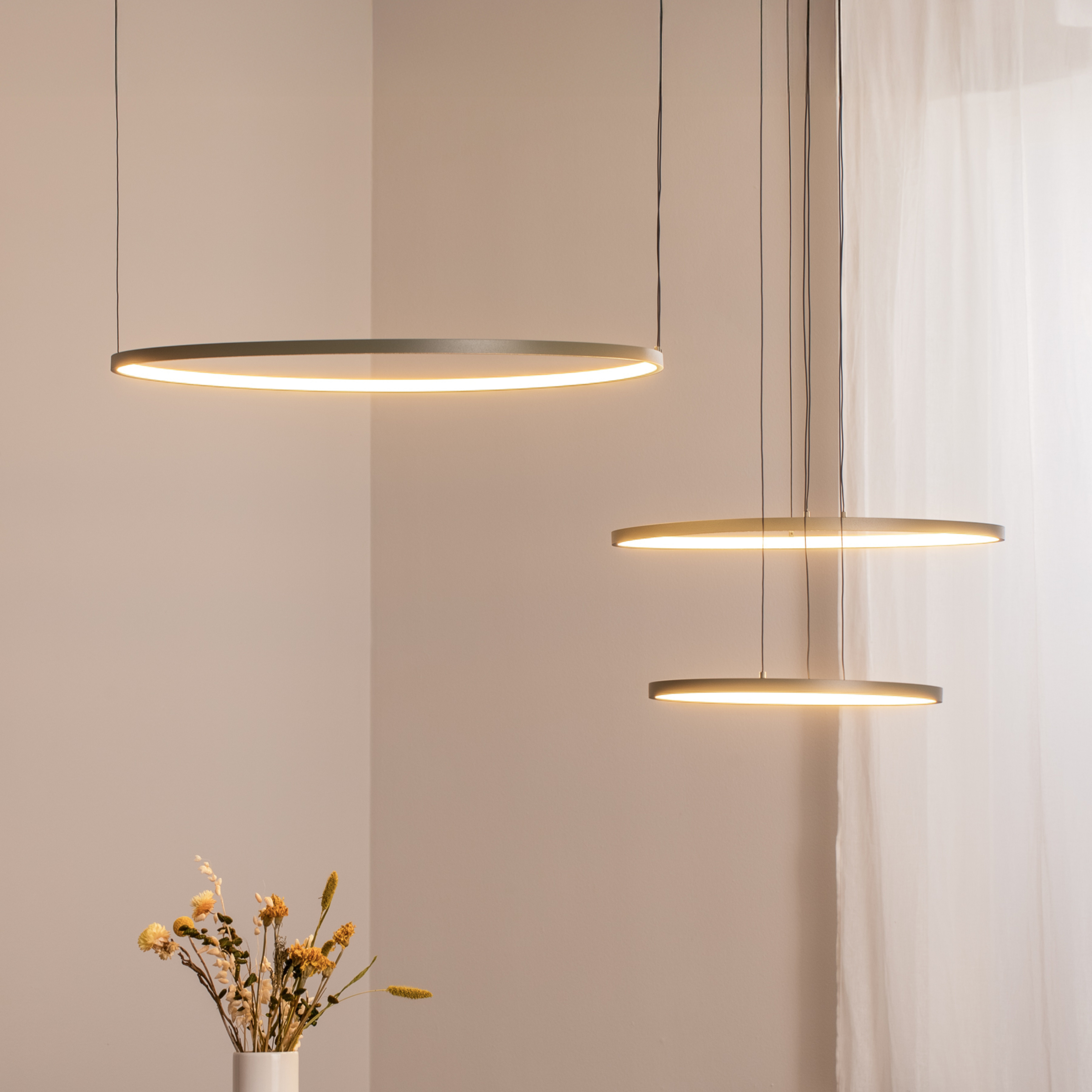 LED-Hängeleuchte CIRCOLO, olivgrün, Ø 30/45/60 cm, 3-flammig