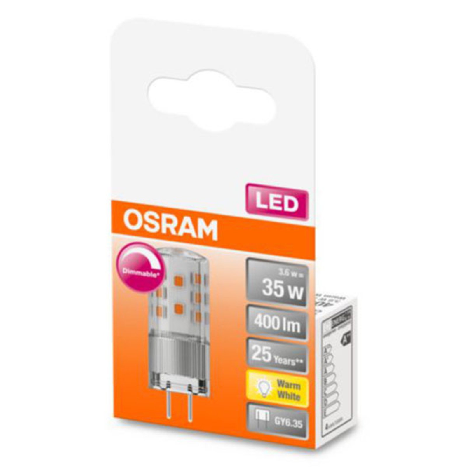 OSRAM LED tűs lámpa GY6.35 4,5W 2,700 K dimmelhető