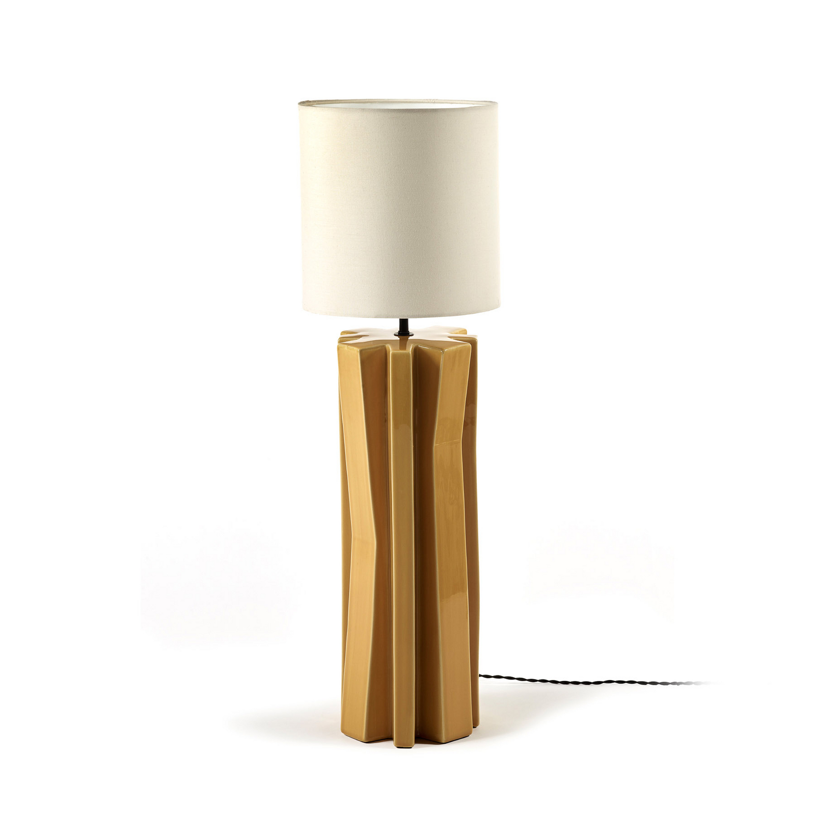 YELLOW WHITE YUCCA bordlampe, stentøj, tekstil, gul, højde 82 cm, E27 – Serax