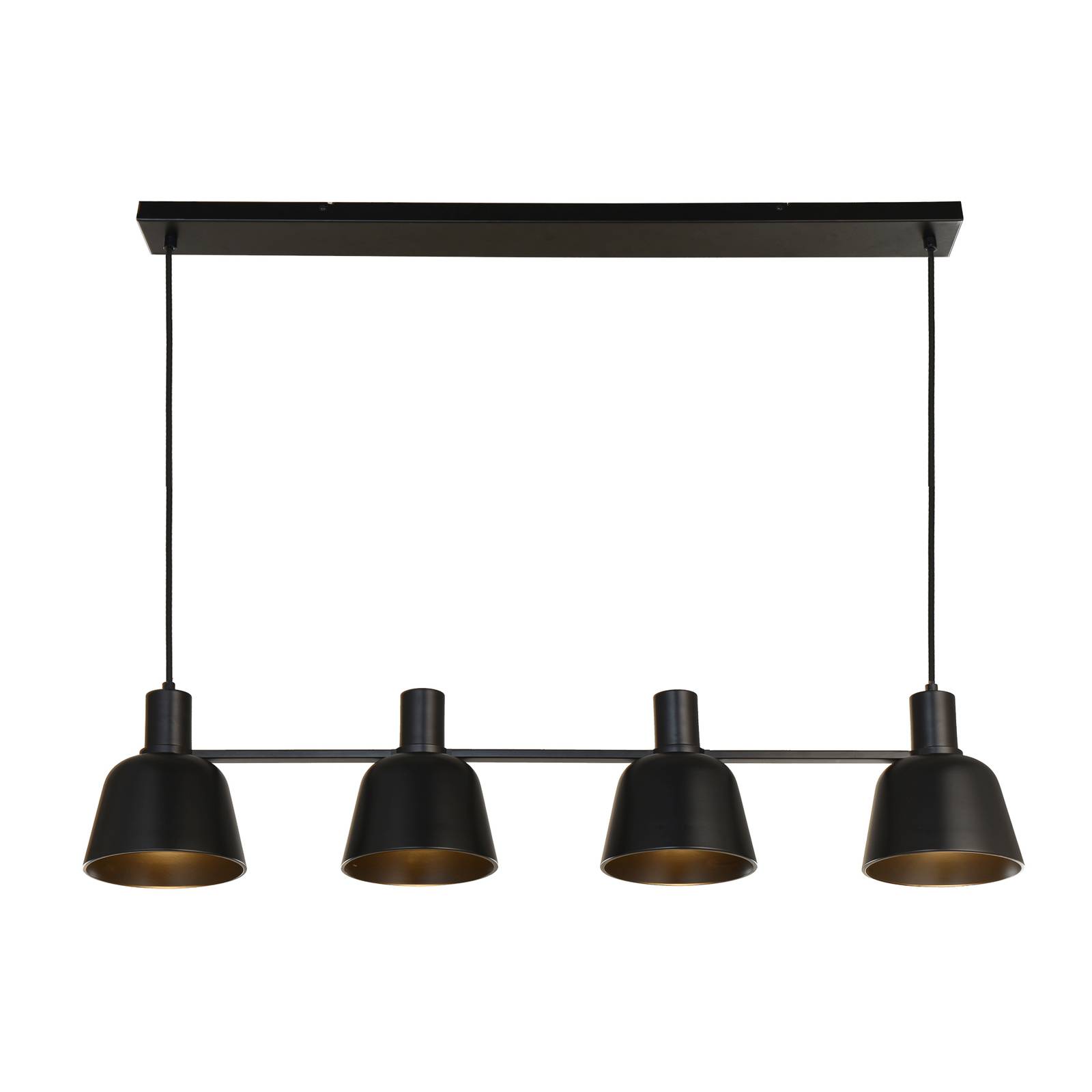 Lucande Servan függő lámpa, fekete, négy izzós