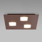 Fabbian Quarter, brune LED-loftlampe 3 lyskilder