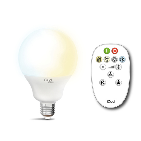 iDual Whites Globe E27 G100 12,5 W, télécommande