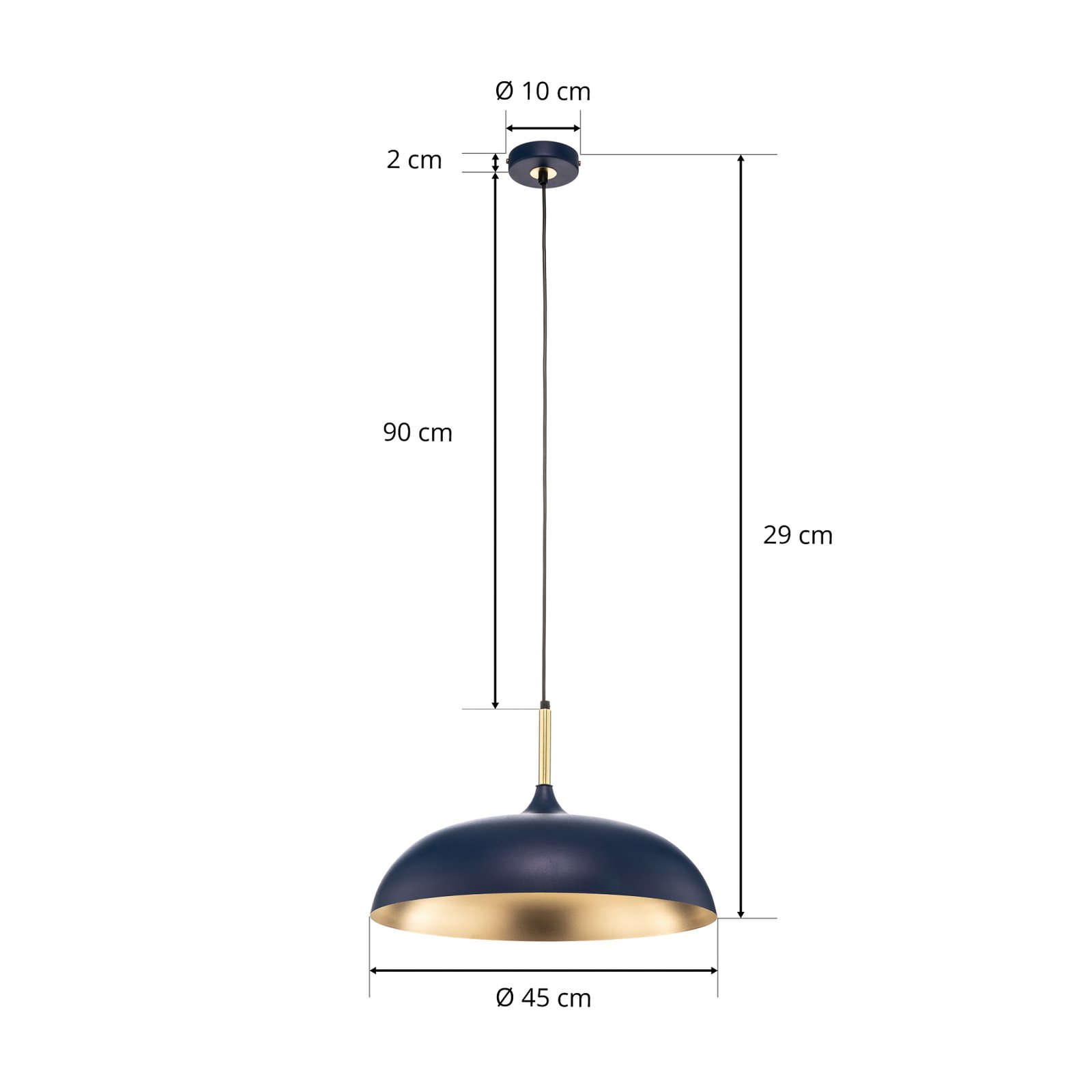 Hanglamp Lincoln, blauw/goud