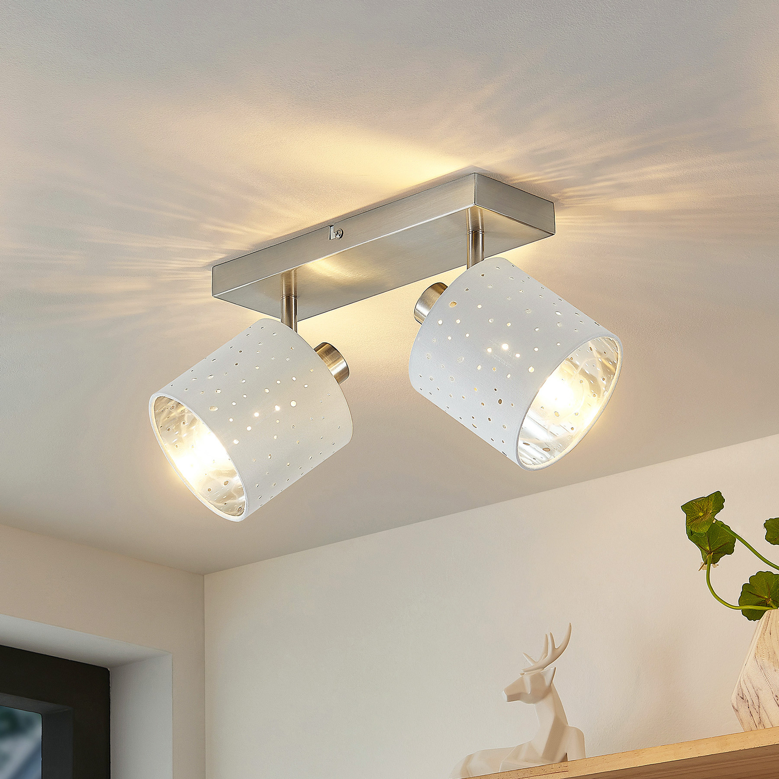 Lindby Darima ceiling spotlight, two-bulb, white