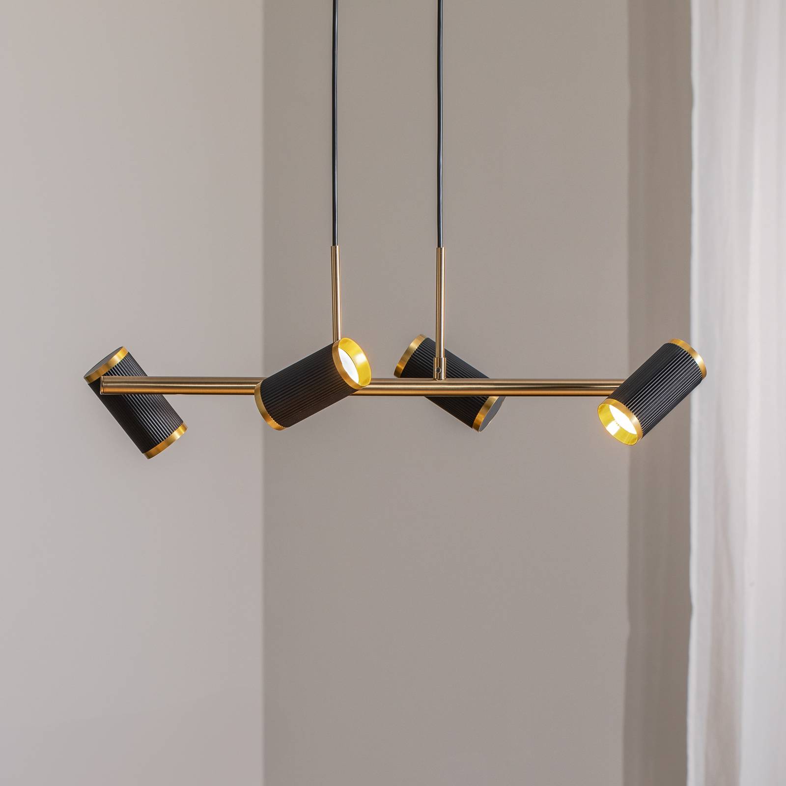 Hängelampe Lume schwarz/gold antik Länge 66 cm 4-flg. Metall günstig online kaufen