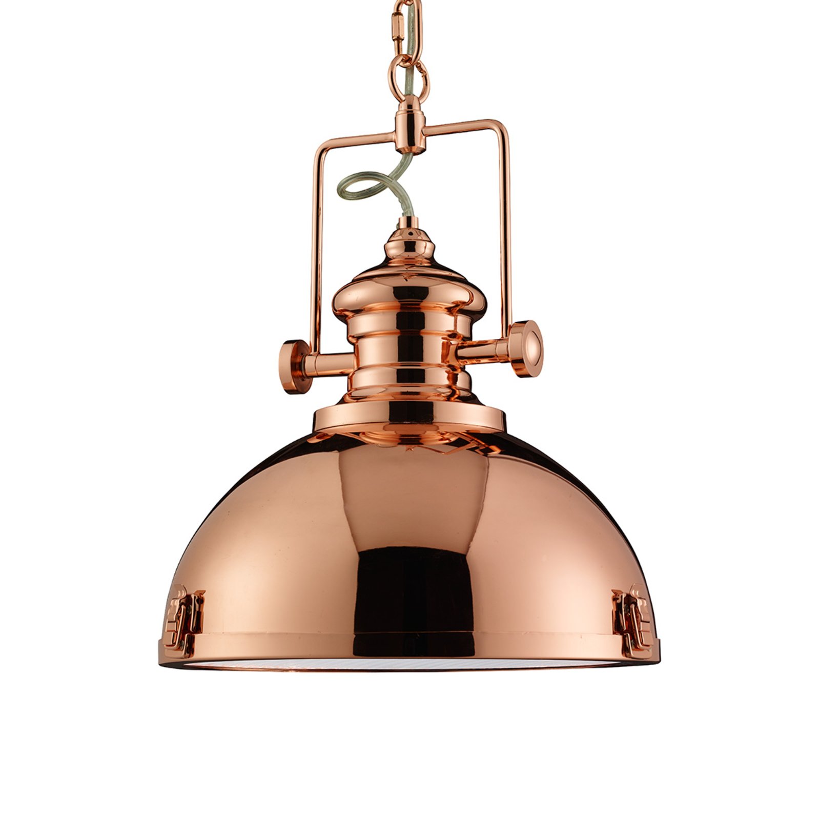 Metal pendant light, industrial design, copper-coloured
