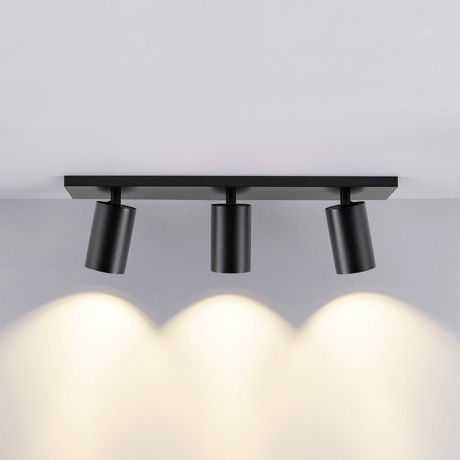Deckenspot CAN TILT, schwarz, 48 x 9 cm, 3-flg., Metall GU10 günstig online kaufen