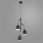 Hanglamp Barham, grijs, metaal, 3-lamps, E27