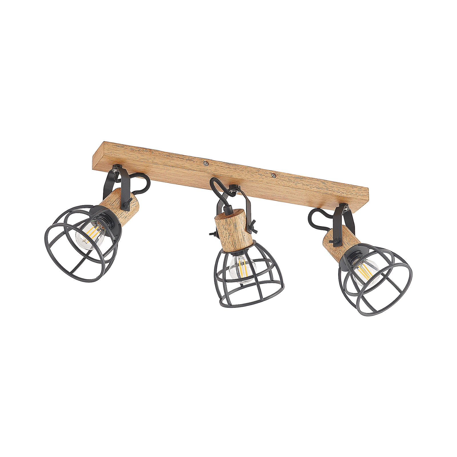 Flintos 3 Plafonnier Wood/Black - Lindby