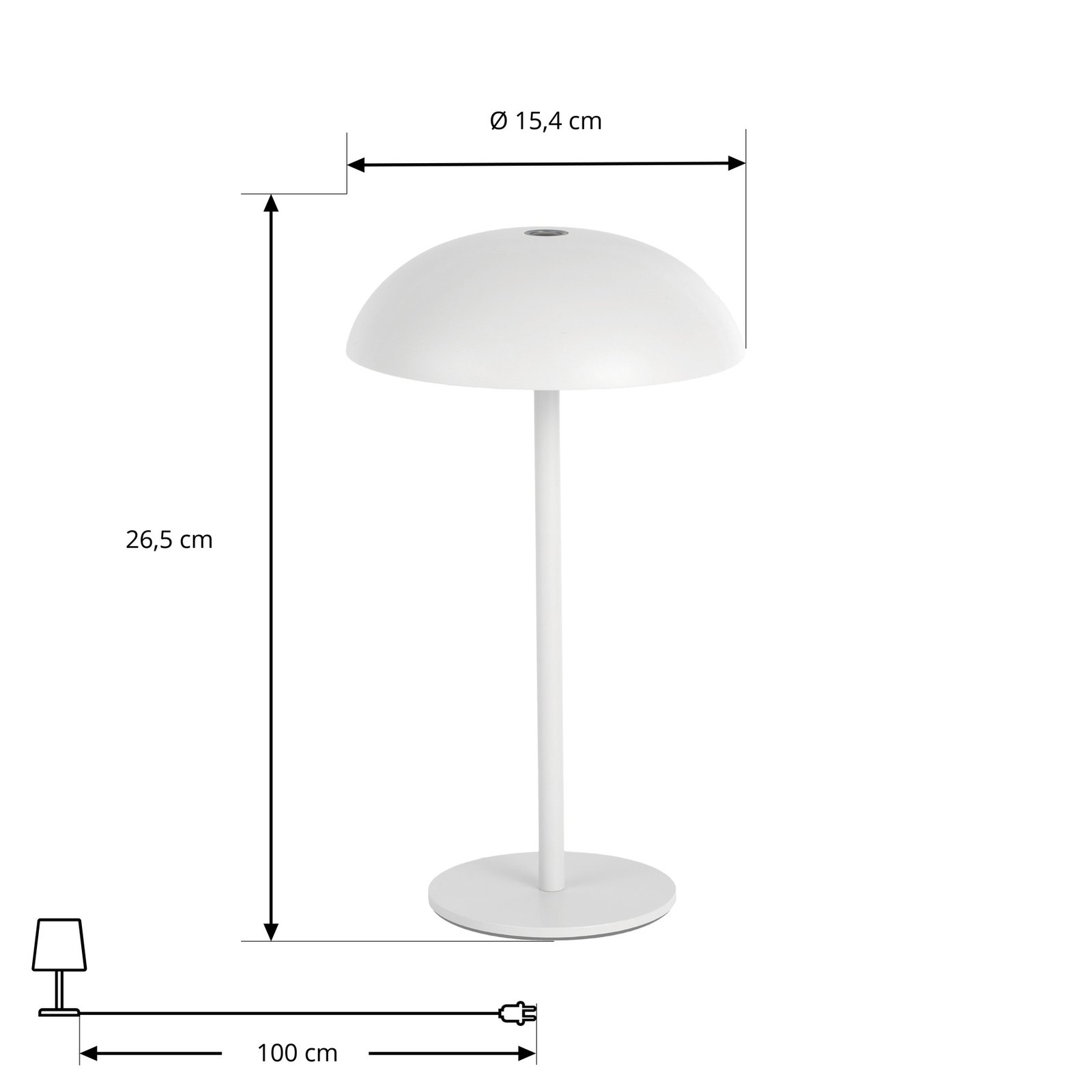 Arcchio LED rechargeable table lamp Thenra, white, wall mount