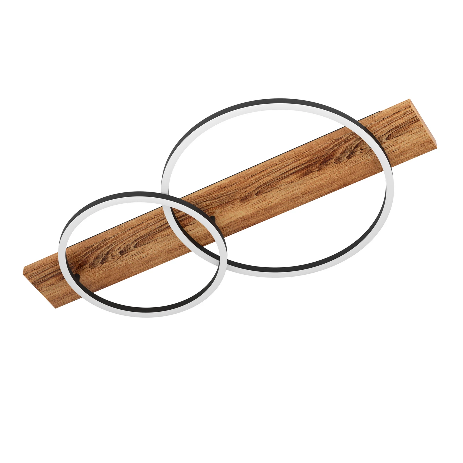 Candeeiro de teto LED Boyal, castanho, comprimento 78 cm, madeira, 2 lâmpadas.