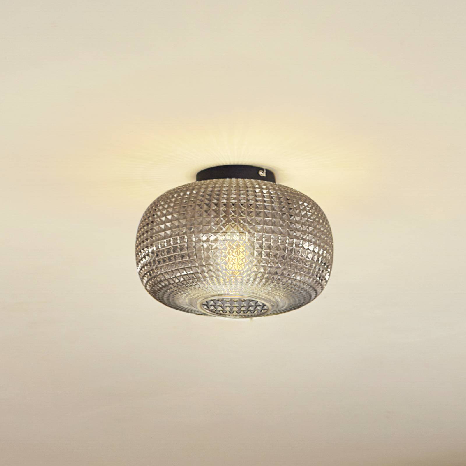 Lampa sufitowa Lindby Hildur Ø 25 cm dymny szary szkło