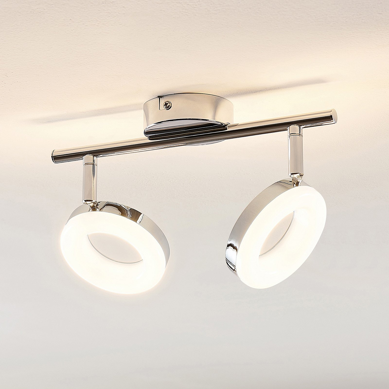 ELC Tioklia LED-taklampa, krom, 2 lampor