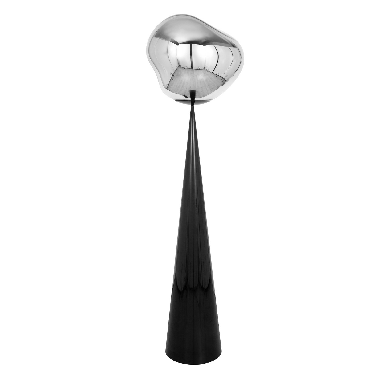 Tom Dixon Melt Cone Fat, chrome-coloured, 175 cm, black base