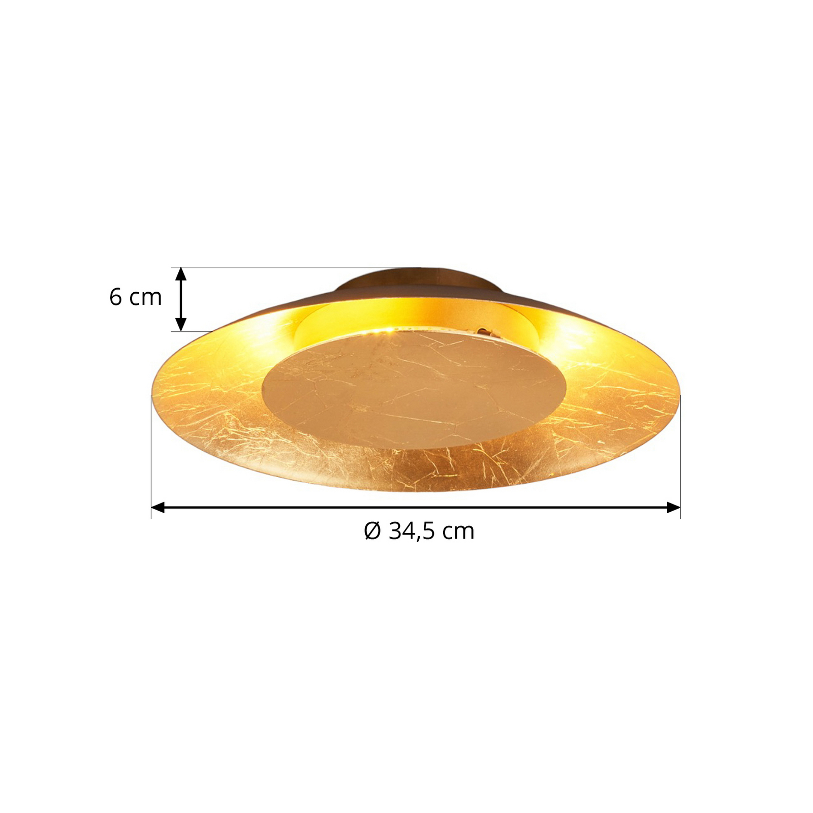 Lindby LED-taklampa Keti, Ø 35 cm, guld, rund, metall