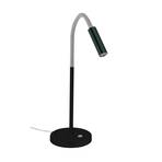 Rocco LED table lamp, matt black, flex arm grey