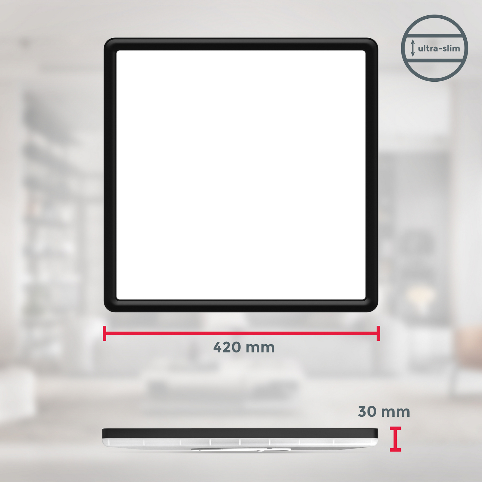 LED paneel Slim met afstandsbediening RGBW, 42 x 42 cm, zwart,