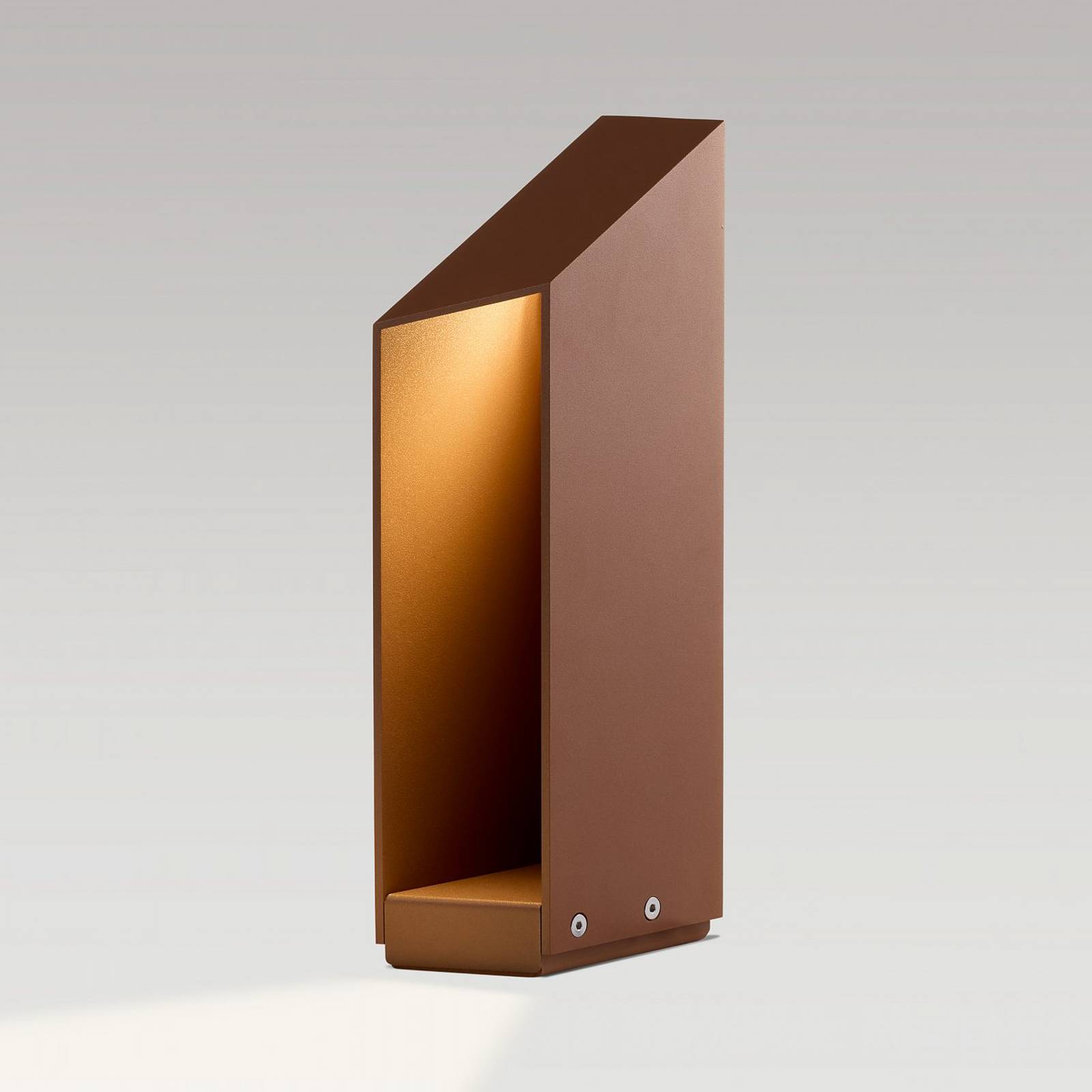 Lampa cokołowa MARSET LED Domus, wysokość 37 cm, kolor rdzawy, aluminium
