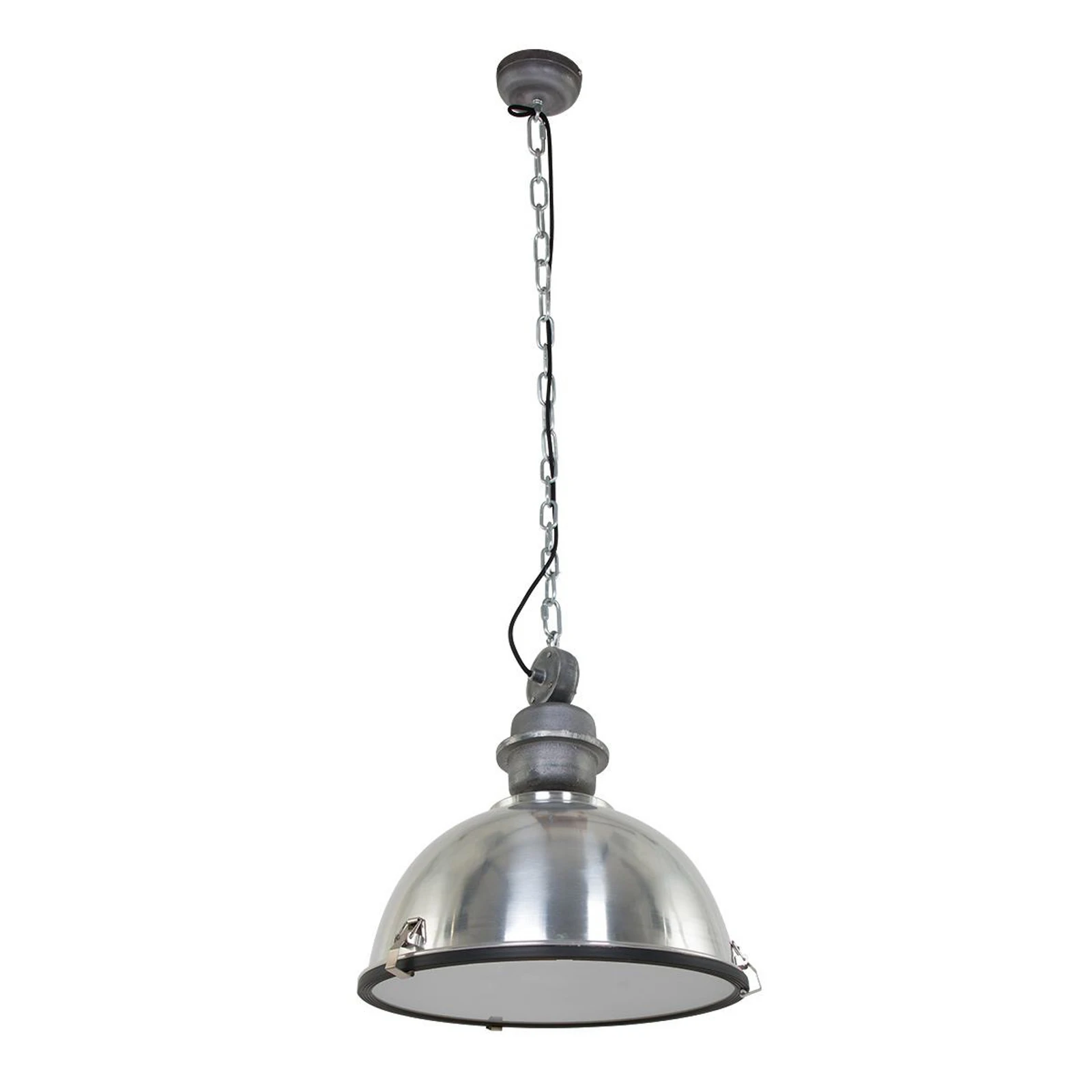 Bikkel κρεμαστό φωτιστικό, Ø 42 cm, ατσάλινο χρώμα, μέταλλο, γυαλί, E27