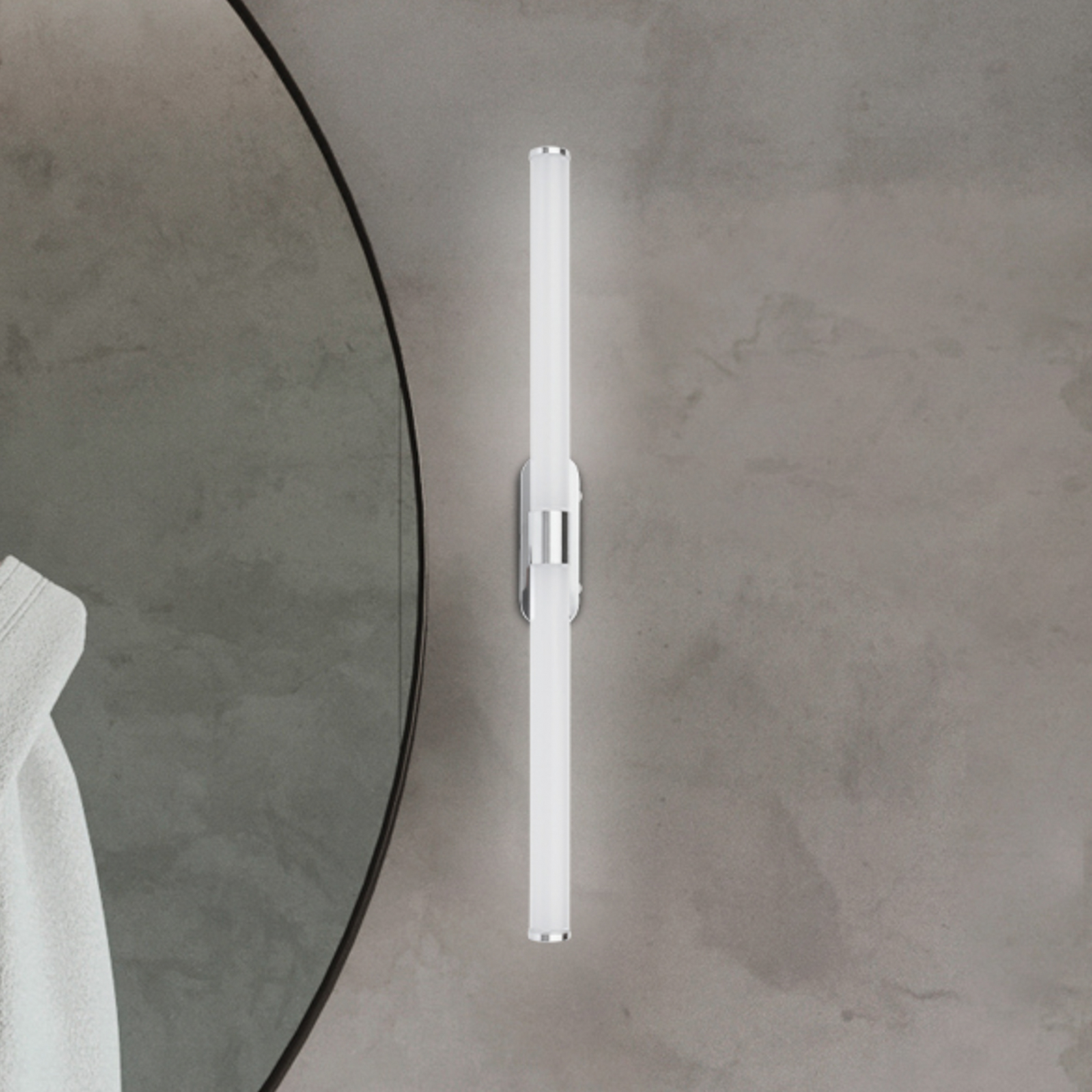 LED sienas lampa Runt, garums 60 cm, hroms, 4000 K, IP44