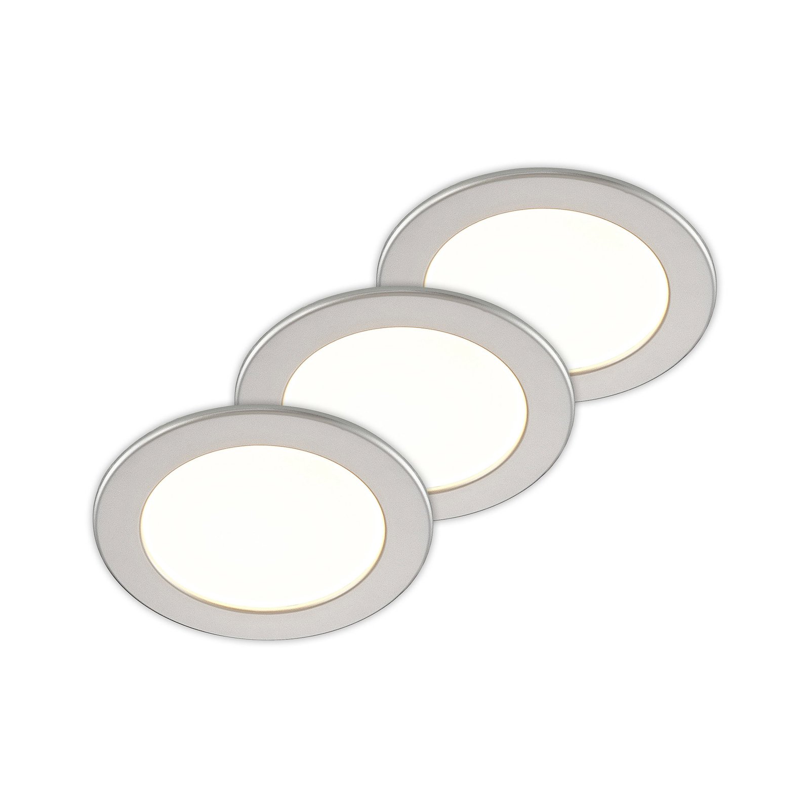 Prios Cadance LED-Einbaulampe silber 17 cm 3er-Set