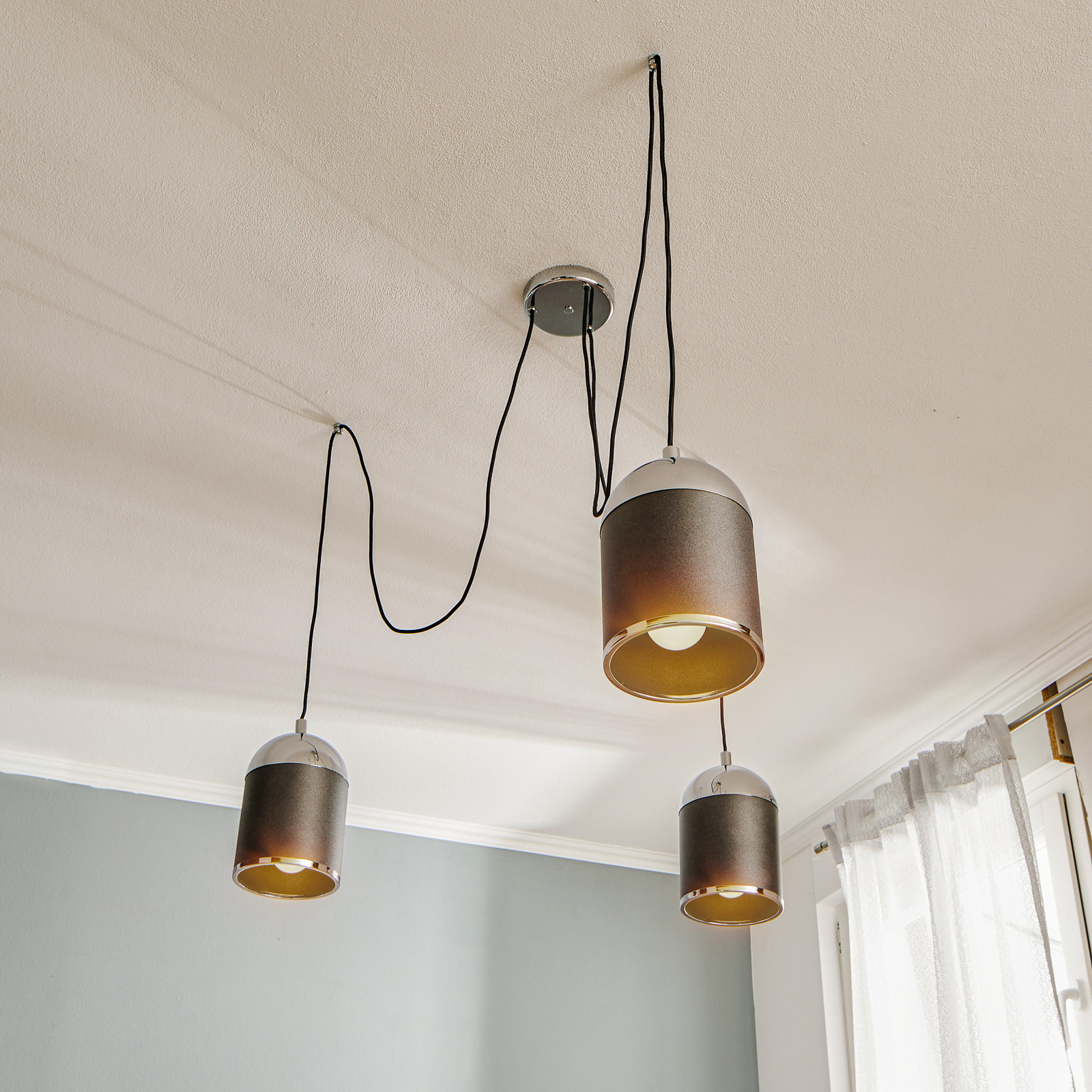 Lampa wisząca Anadia, 3-punktowa, Spider, antracyt