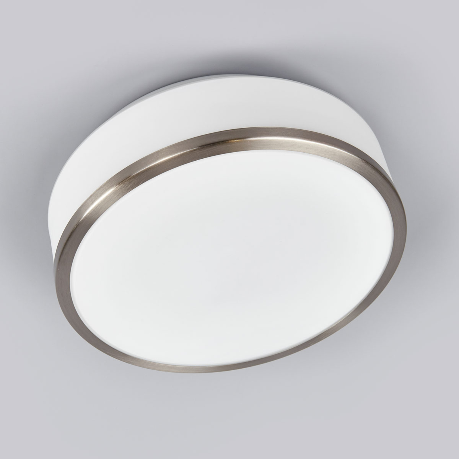Deckenleuchte Flush IP44, silber satiniert