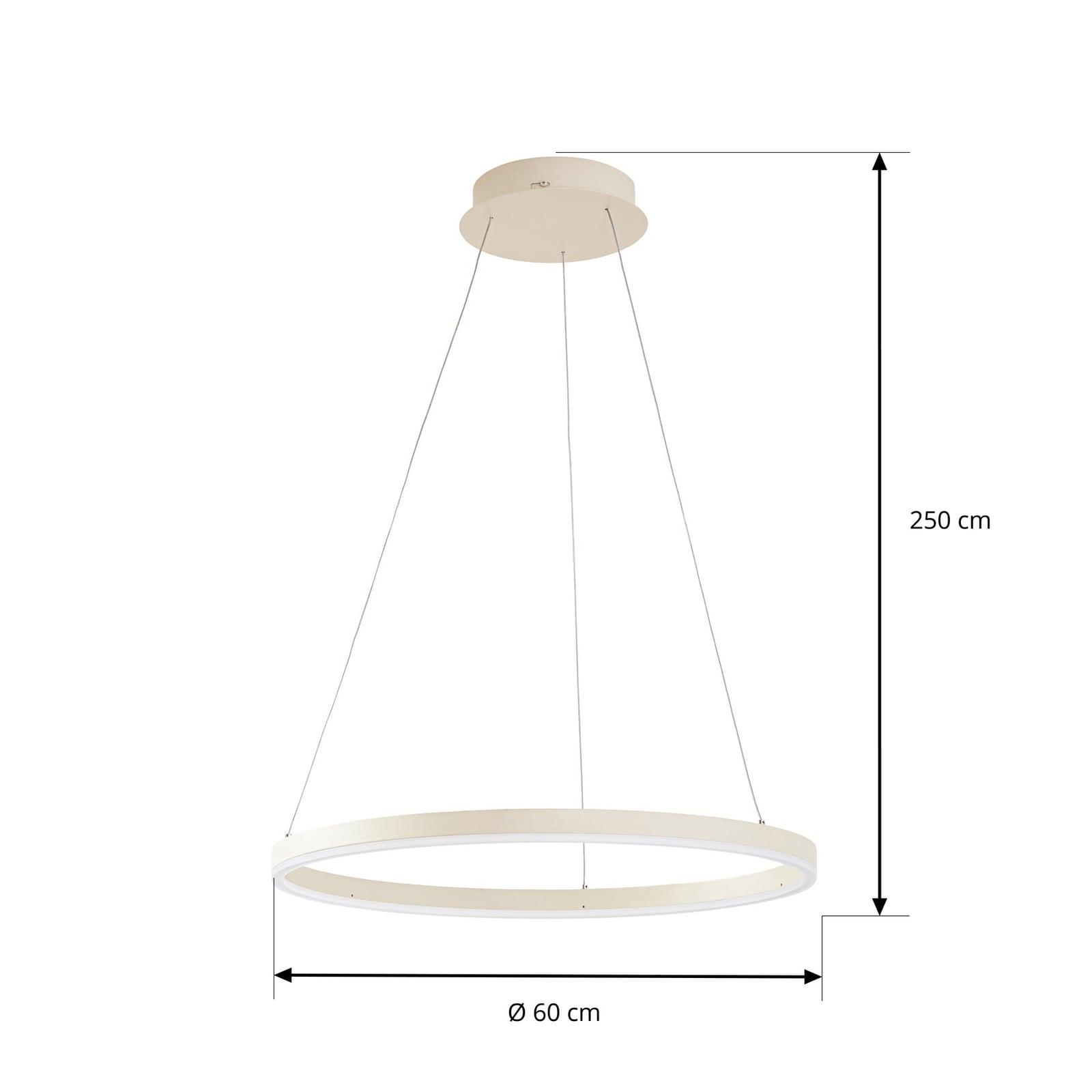 Albiona LED-riippuvalaisin, beige, 1 rengas, halkaisija 60 cm – Arcchio Albiona LED-riippuvalaisin, beige, 1 rengas, halkaisija 60 cm – Arcchio
