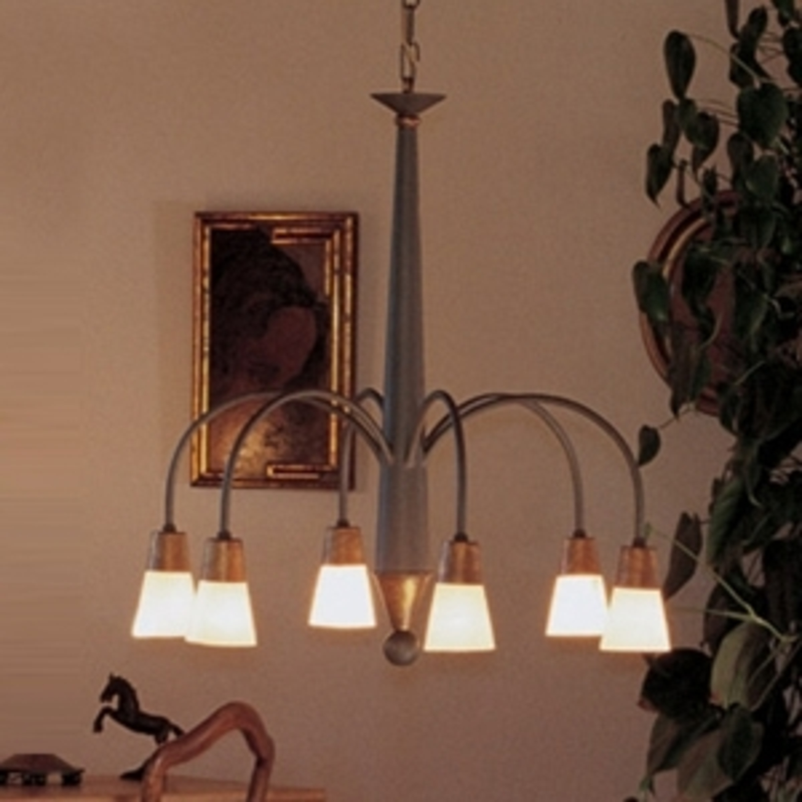 STELLA crown-shaped hanging light, six-bulb