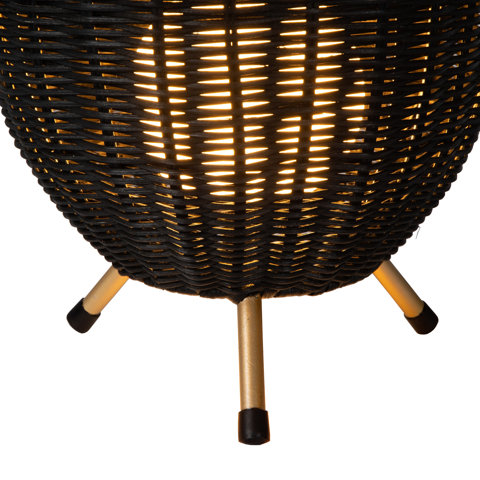 Lámpara de mesa Colin de ratán, Ø22cm negro/oro
