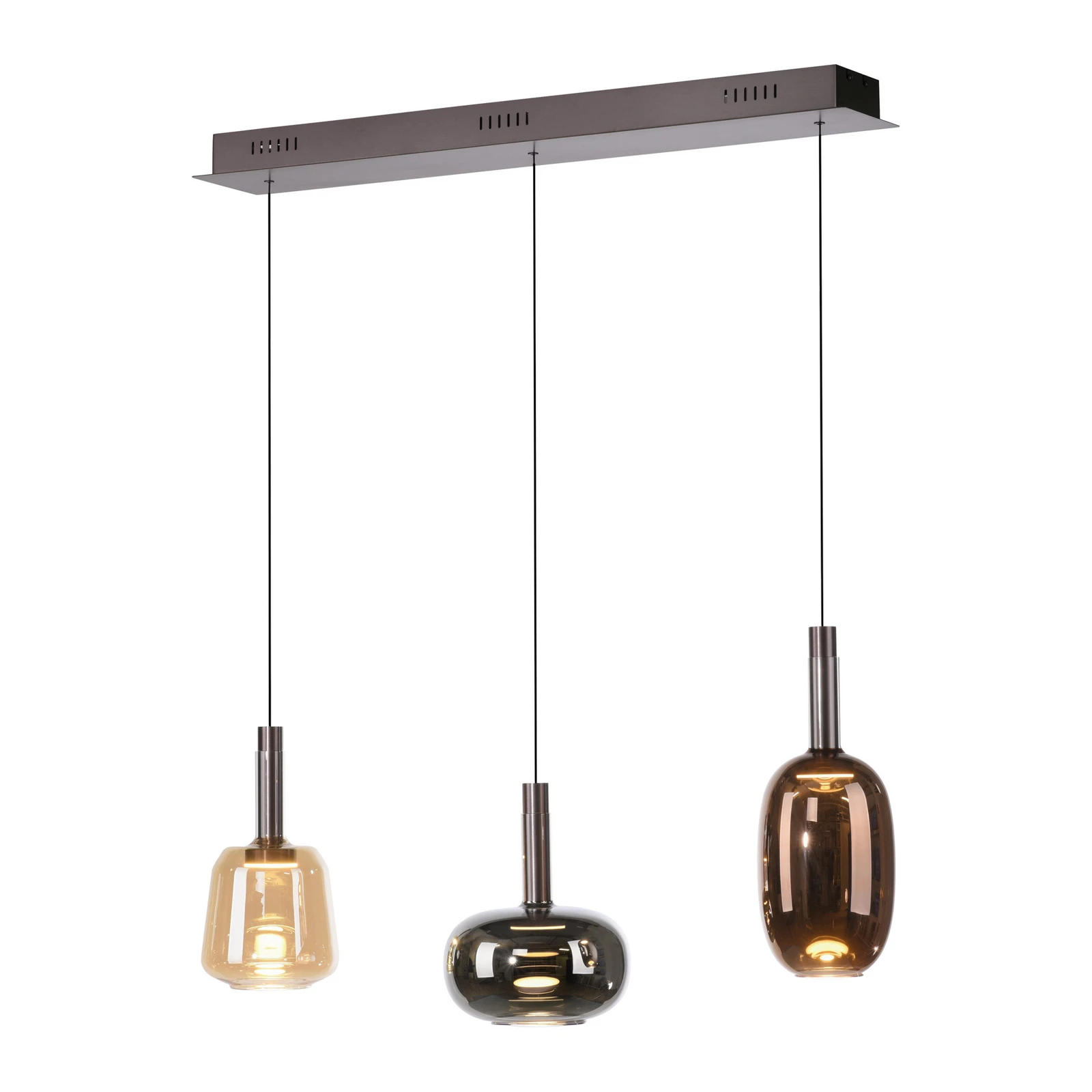 Paul Neuhaus, lampă suspendată Irides LED, lungime 90 cm, colorată, sticlă