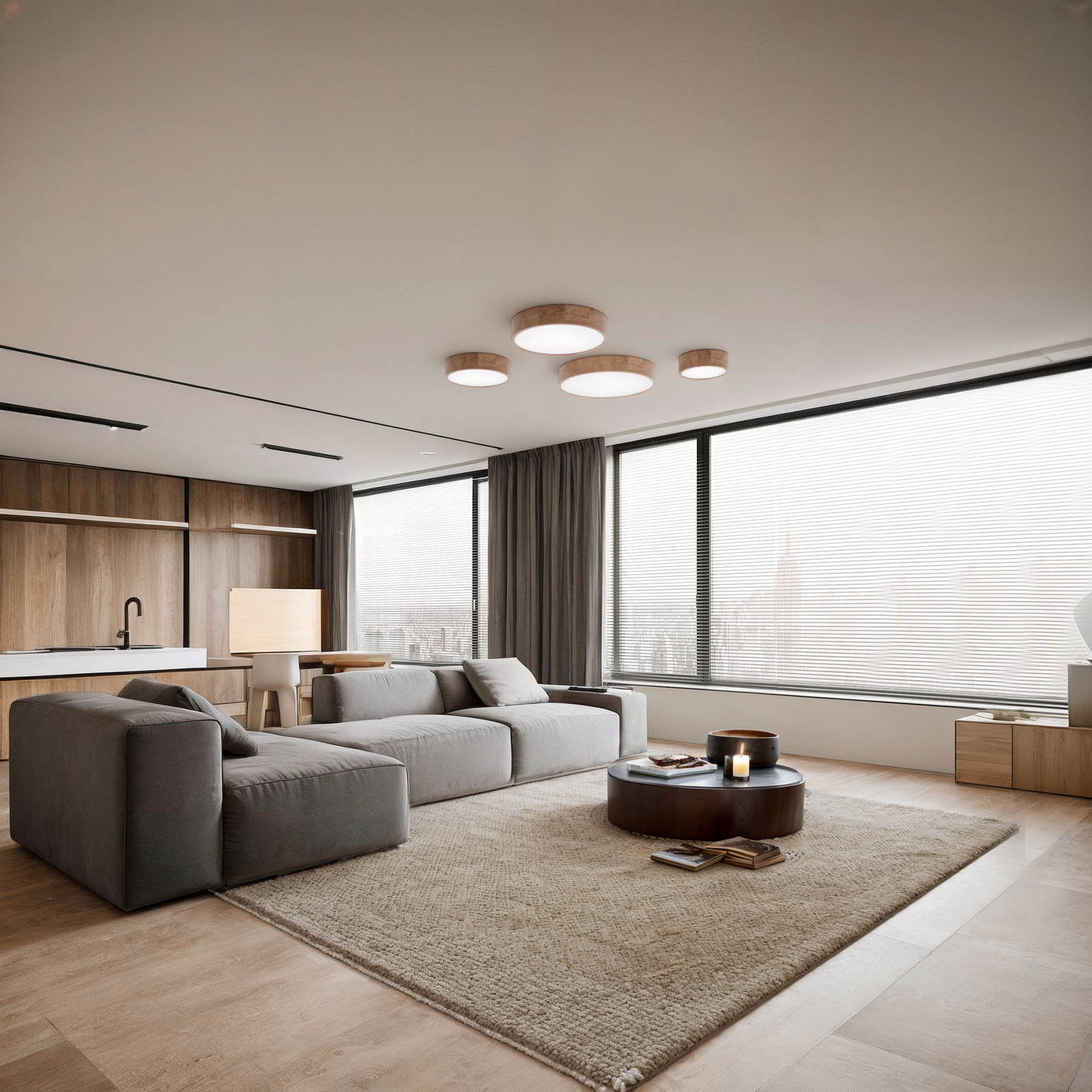 Deckenleuchte Cleo DR375, IP20, Sensor, Ø 38 cm, Eichenholz