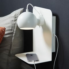 FRANDSEN Bola USB aplique de pared blanco mate