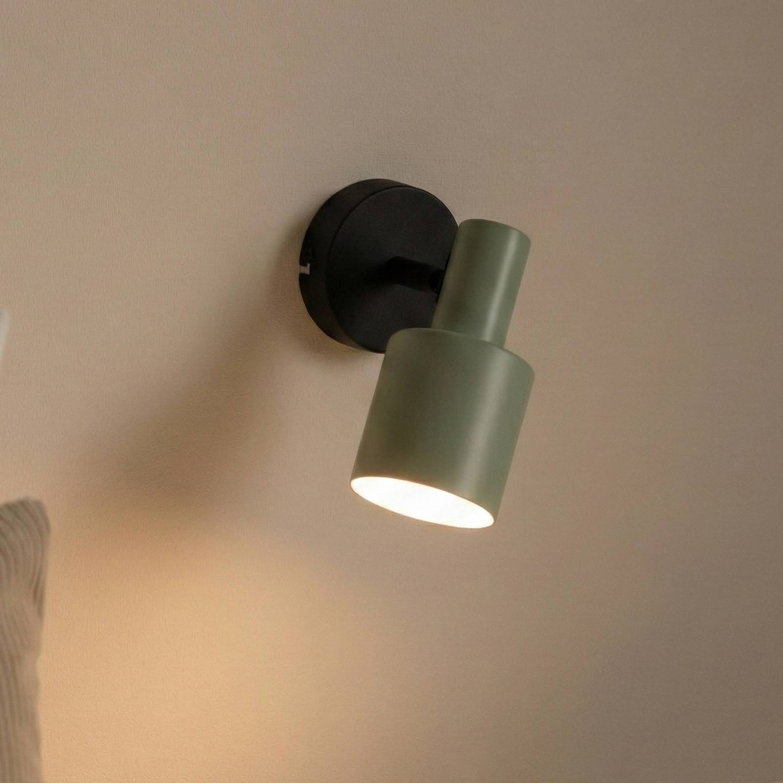 Lindby Wandstrahler Ovelia, grün/schwarz, Metall, E27 günstig online kaufen