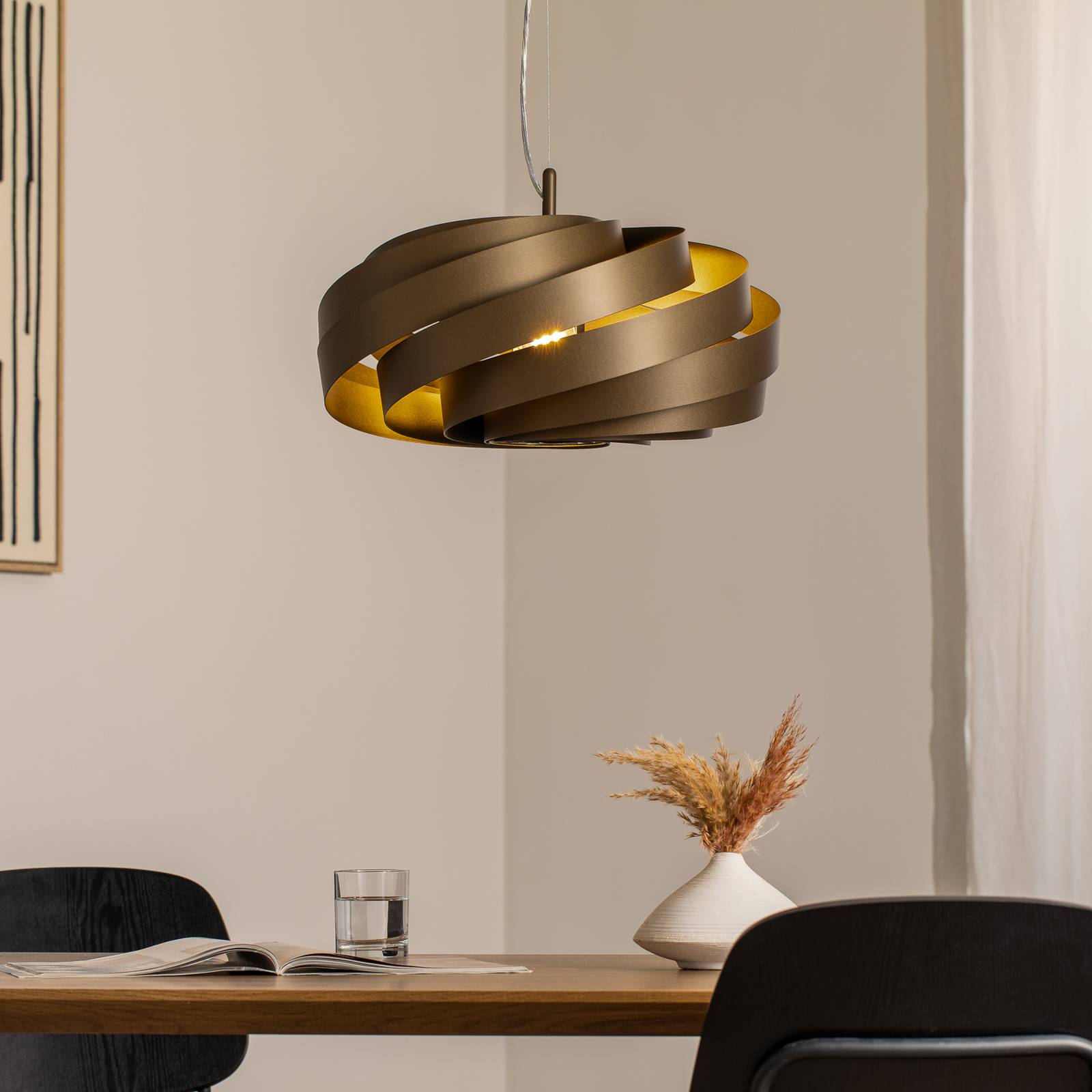 Hängeleuchte Vento, kaffeebraun, Ø 50 cm günstig online kaufen