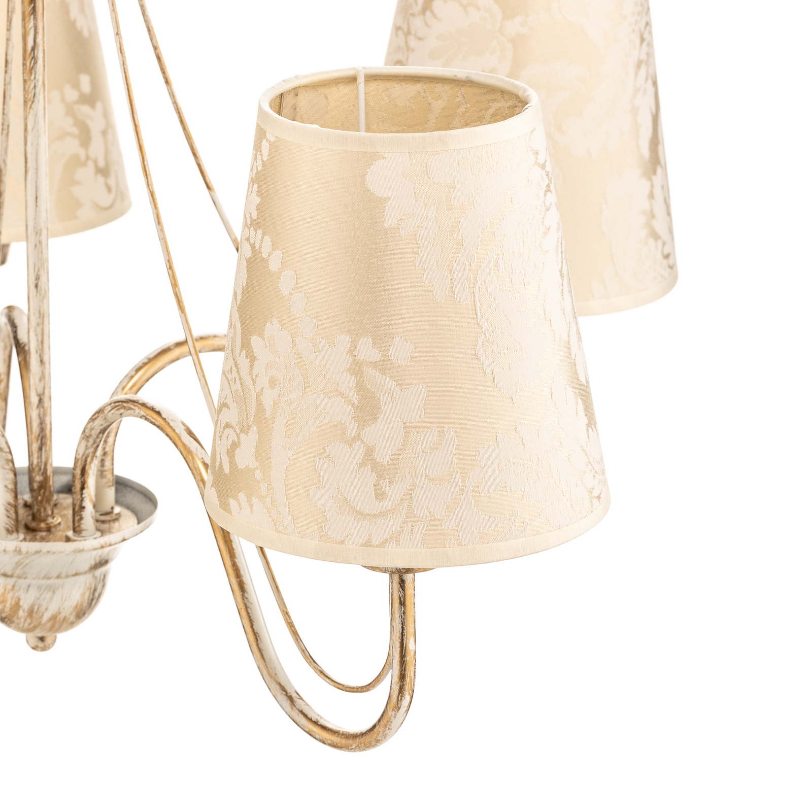 Kroonluchter Malbo 5-lamps wit met textielkappen