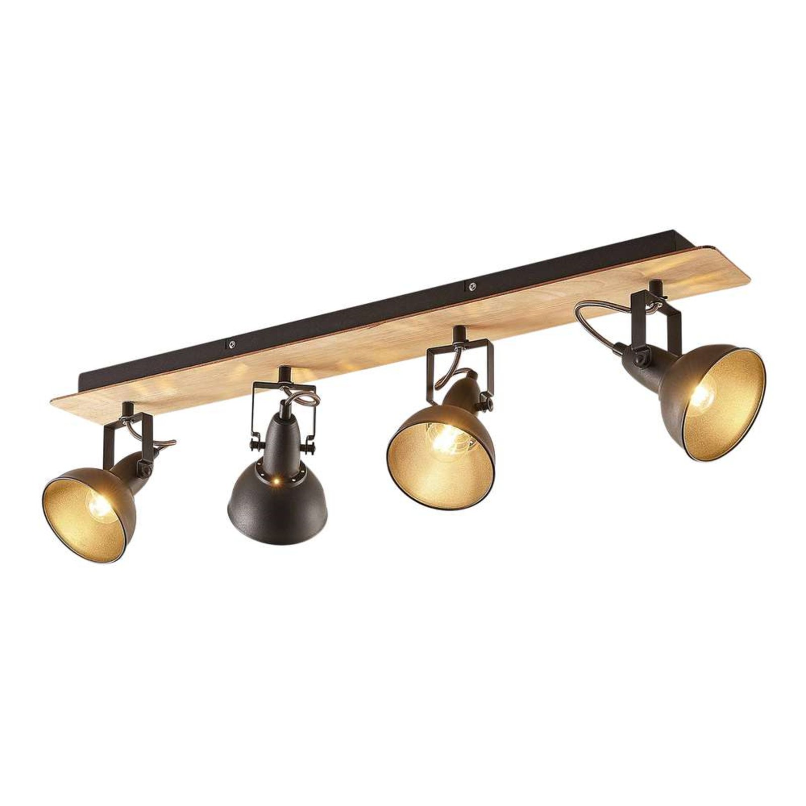 Aylis 4 Ceiling Lamp Black/Wood - Lindby