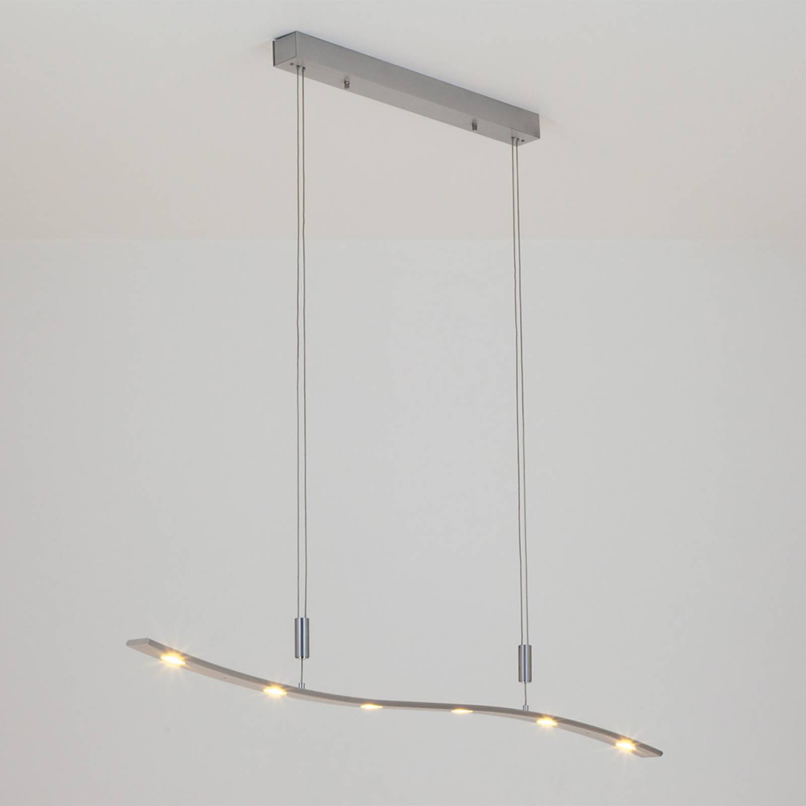 Lucande Xalu LED Pendant Lamp, Height-Adjustable 120 cm, for Living / Dining Room, Aluminium, brass, 5 W, energy efficiency: A+, L: 120 cm, W: 5 cm