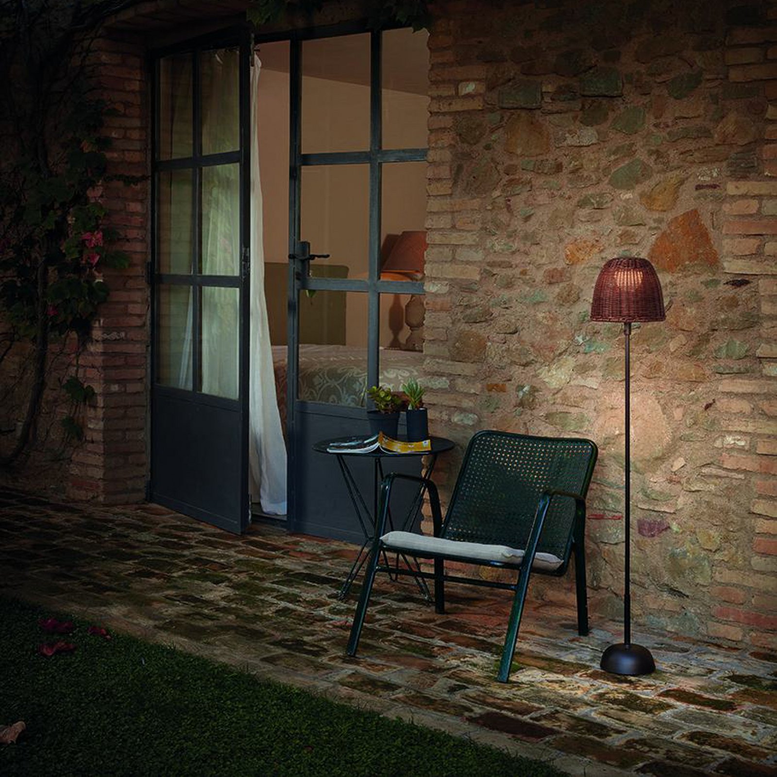 Bover LED επαναφορτιζόμενο φωτιστικό δαπέδου Atticus 114, καφέ/καφέ γραφίτη