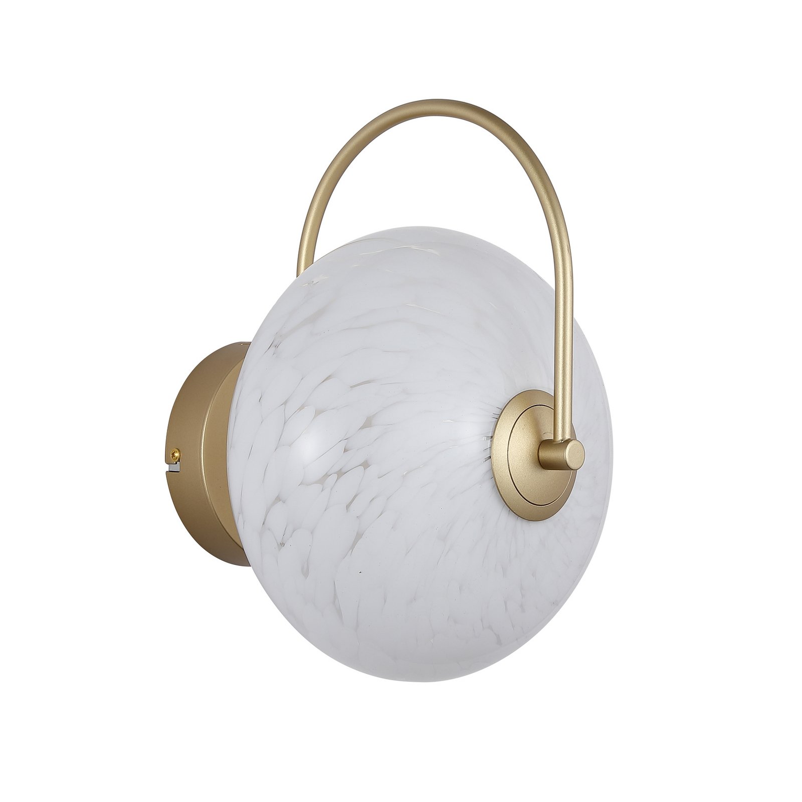 LED sienas lampa Confetti, zelta krāsā/balta, platums 25 cm, stikls