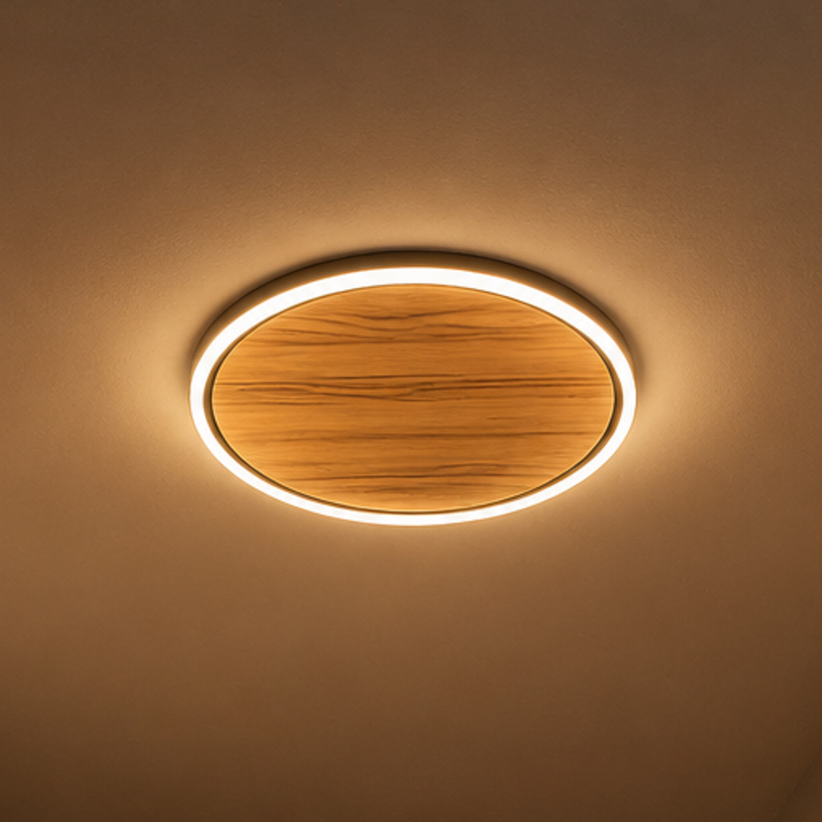 Elobra Plafonieră LED Havana S stejar natural/metal Ø 38 cm - Camera de zi / sufragerie - lemn negru