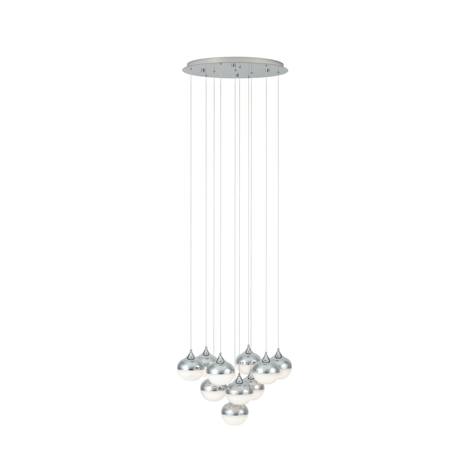 Mioglia LED hanging light, chrome, Ø 58 cm, 10-bulb - Stars of Light