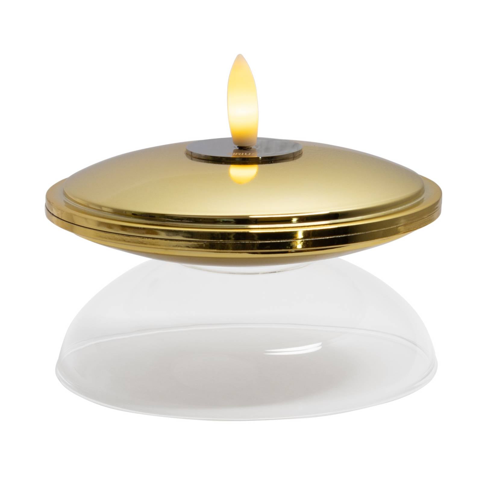 LED-Dekoleuchte Lia, goldfarben, Akku, Glas, Kunststoff