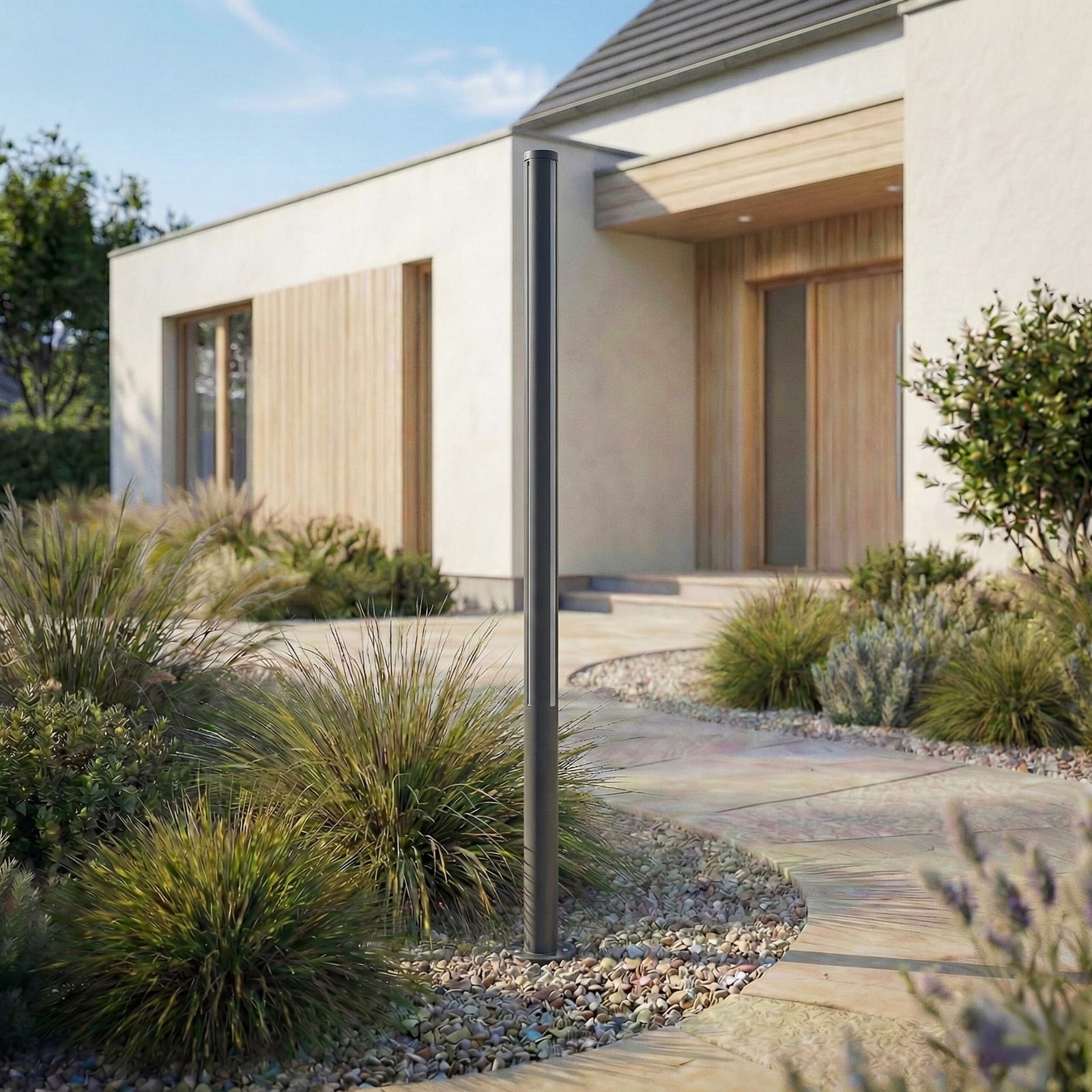 Lucande LED-Außenleuchte Lynel, anthrazit, Höhe 200 cm, IP54