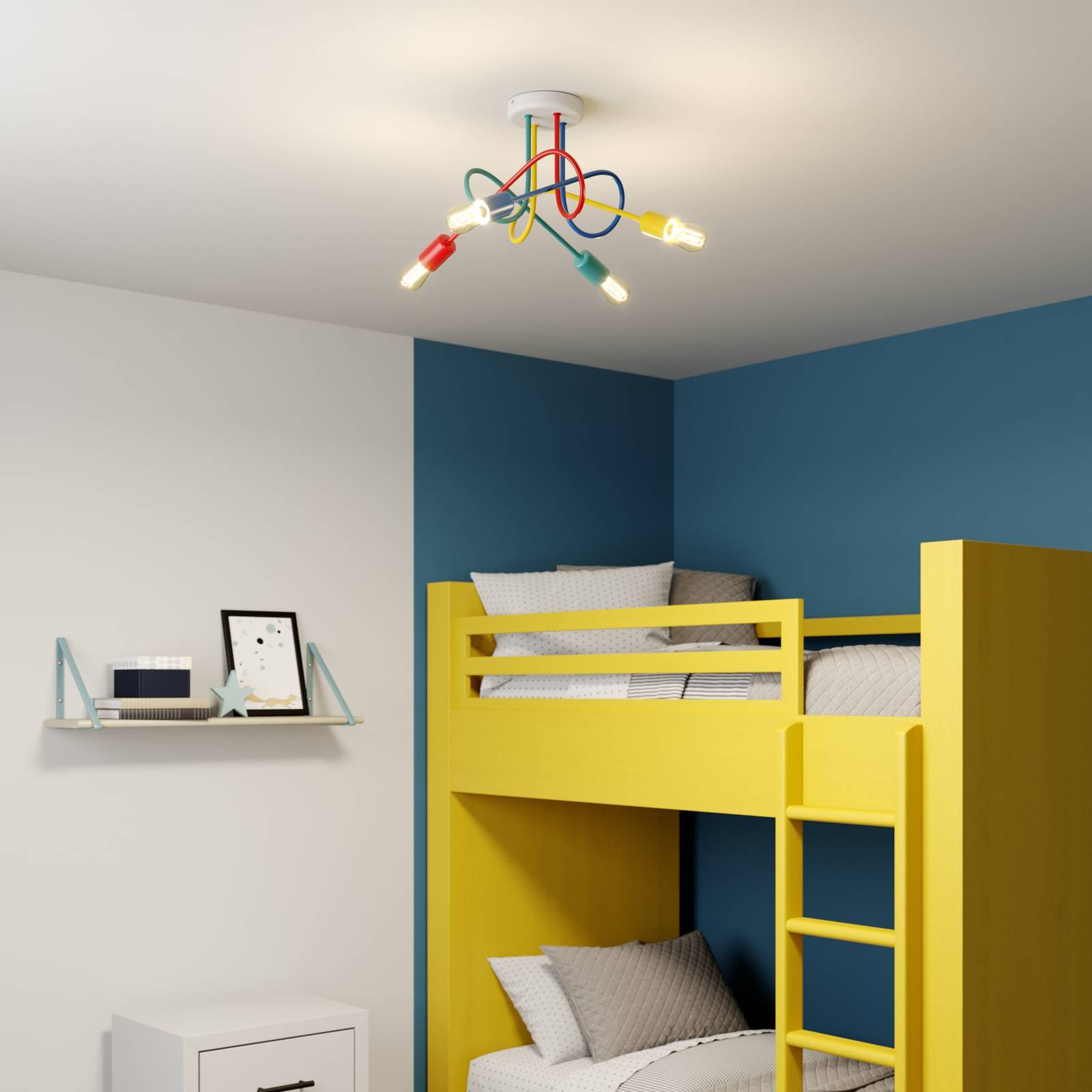 HELam Plafonnier Oxford à quatre lampes avec bras colorés