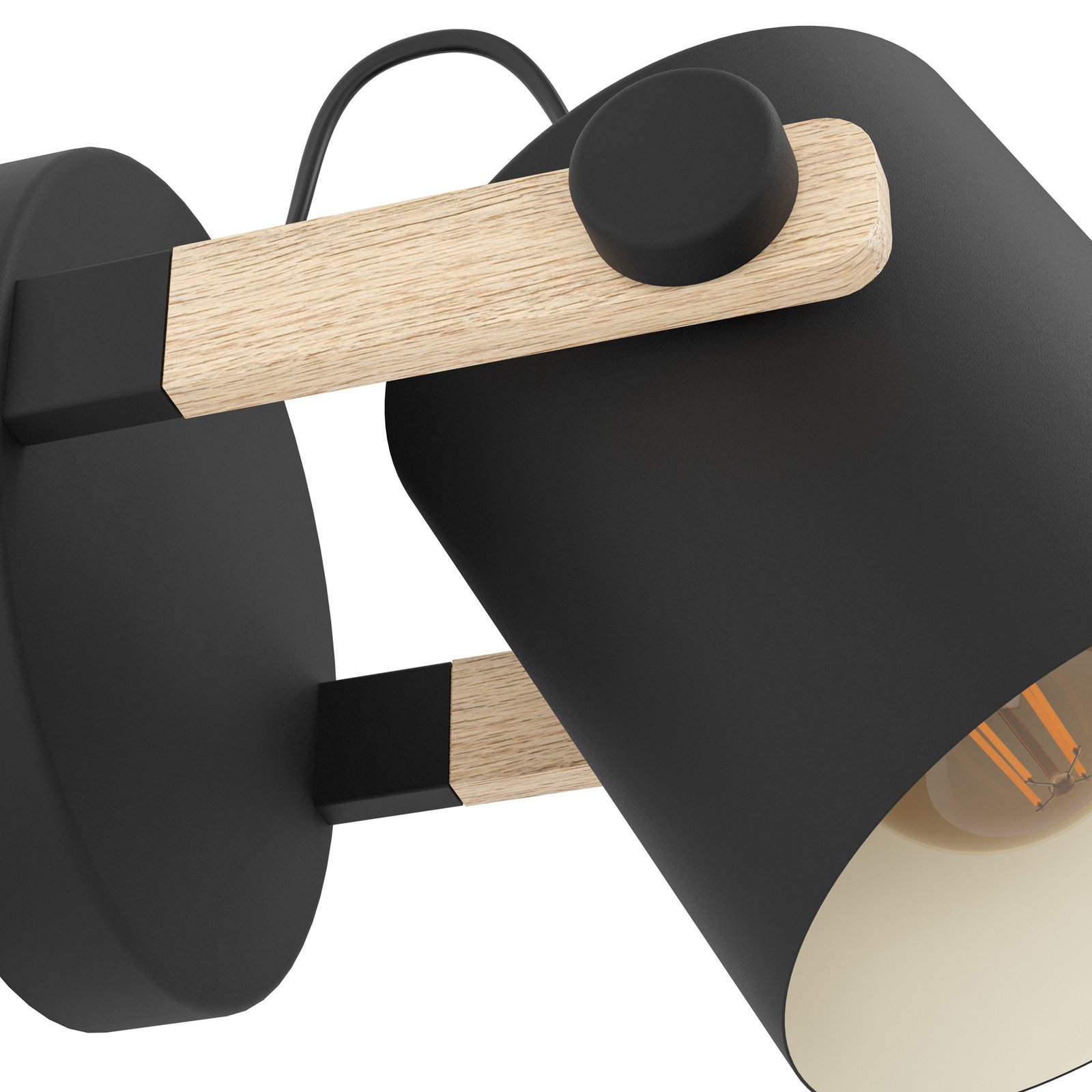 Hornwood vägglampa, Ø 17 cm, svart/brun, stål