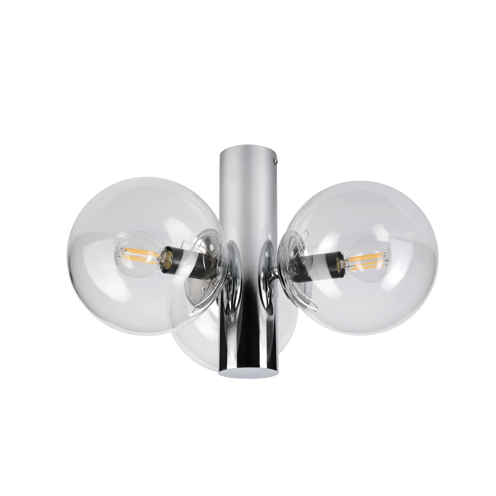 Plafondlamp Sferio, chroom/transparant, glas, 3-lamps, E14