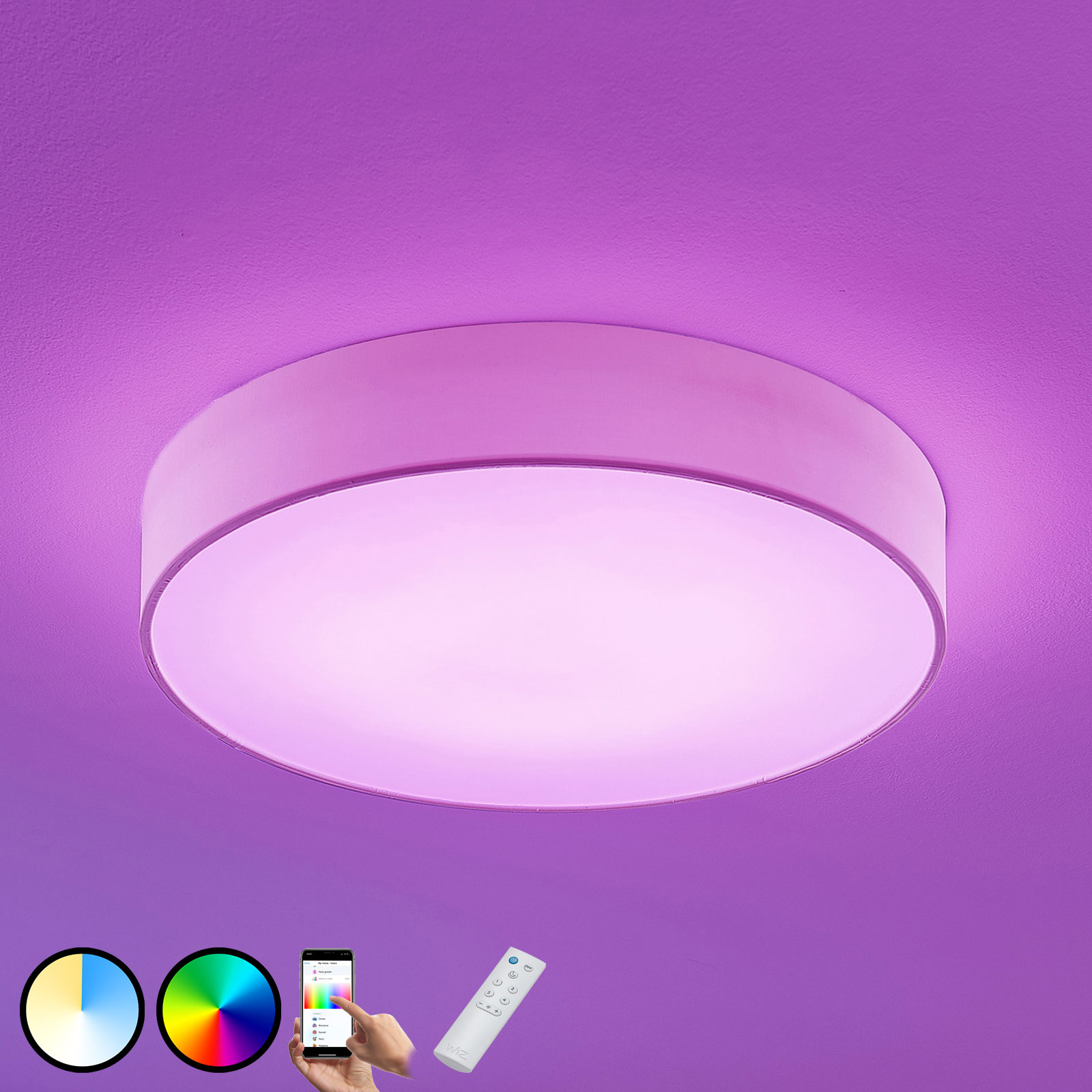 Tanzania slaaf Klein LED RGB plafondlamp Ajai, 3.000-5.000K,WiZ, 60 cm | Lampen24.nl
