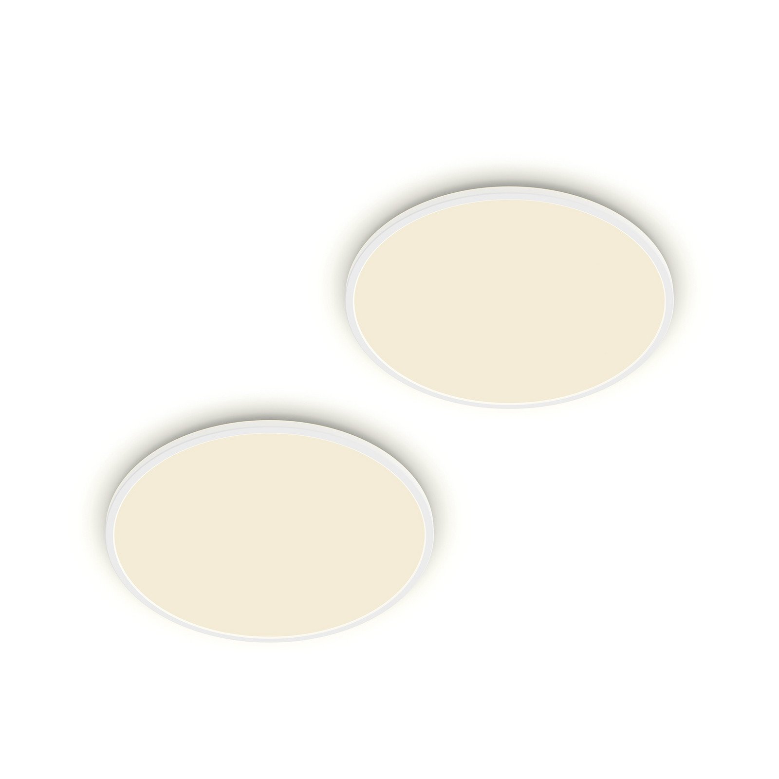 Philips plafonieră LED SuperSlim set de 2 bucăți IP44 Ø 25cm 4.000K - Studiu / Birou - Modern - alb - Plastic